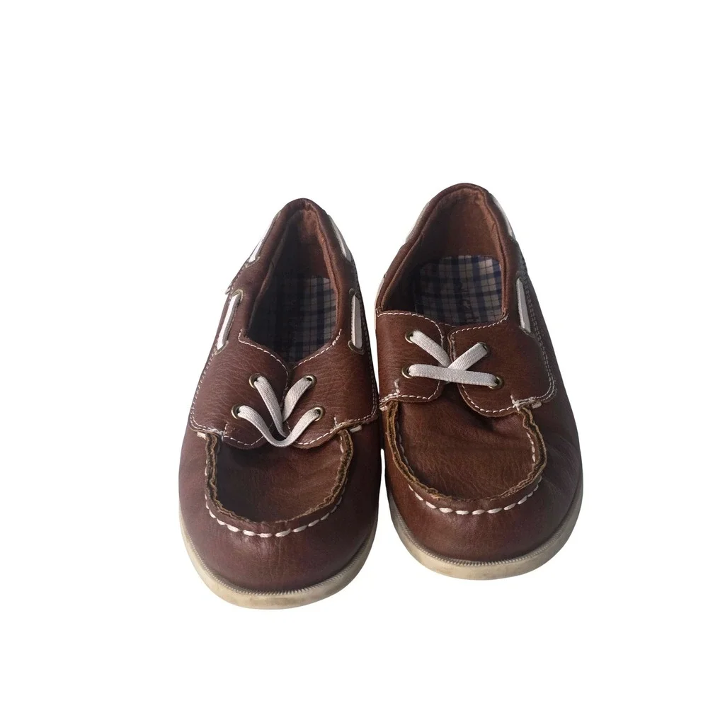 Carters Boys Ian-Cy Brown Faux Leather Boat Shoes Loafers Size 2 US 33 EUR‎